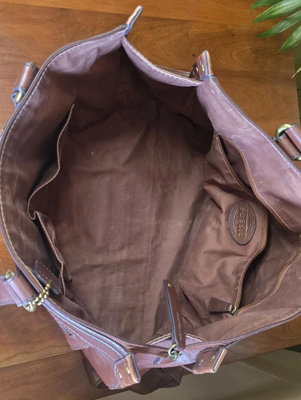 FOSSIL XL Leather Laptop Computer Satchel Tote Unisex Weekender Travel